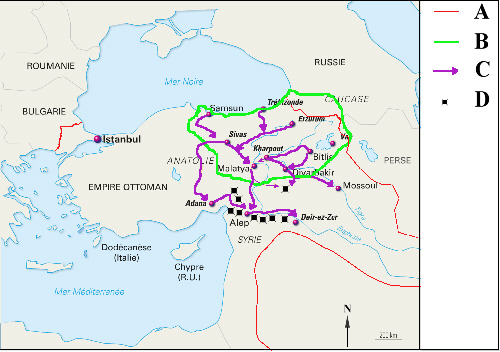 carte génocide arménien dans l'Empire ottoman